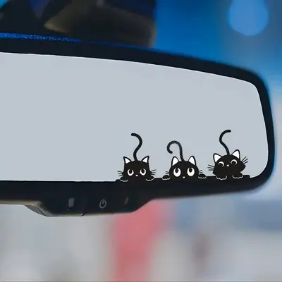 Cute Cat Pattern Car Rearview Mirror Sticker, Car Rearview Mirror Decal, Universal Car Exterior Decoration Accessories for Ca...