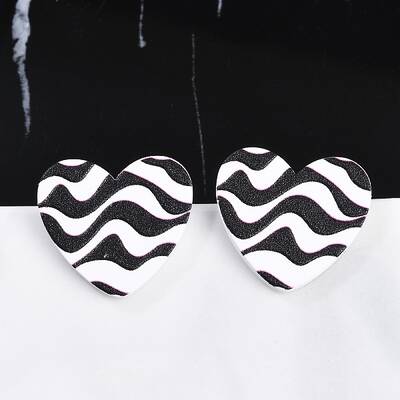 Heart Acrylic Printed Stud Earrings for Women