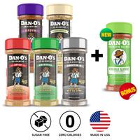 Dan-O's Seasoning Favorite Sampler Variety Pack 2 - Small 5 bottle combo - Original, Cheesoning, Spicy, Preem-O, Cajun + FREE...