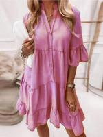 Women's Plain Ruffle Trim Dress, Women's Dress for Summer, Ladies Clothes for Daily Wear, Casual Classy Dress, Bohemian Casua...
