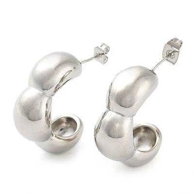 Brass Pea Shape Stud Earrings