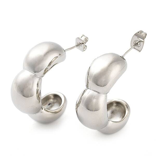 Brass Pea Shape Stud Earrings