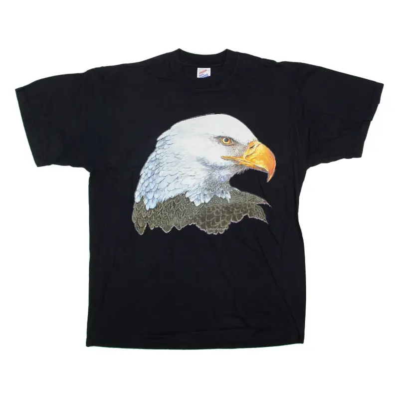 JERZEES Eagle T-Shirt Black Short Sleeve Mens L