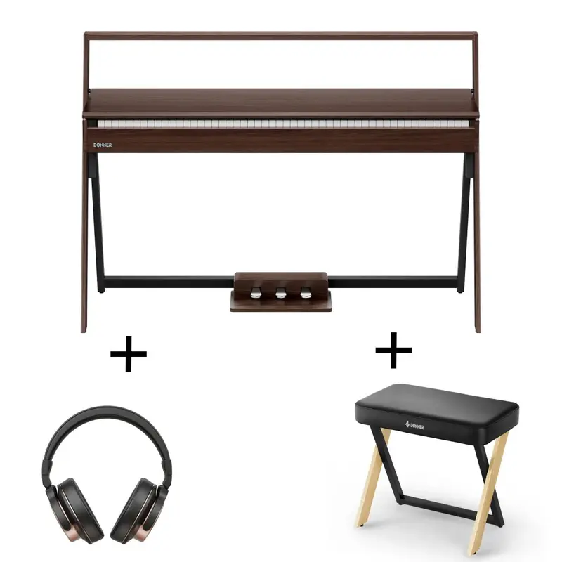 Donner OURA™ R300 Home Digital Piano - Walnut / Piano+Bench+Headphones