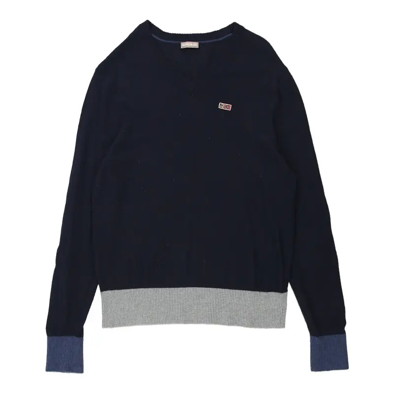 Napapijri V-neck Jumper - Medium Navy Wool