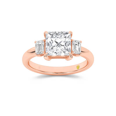 Moonbeam Three Stone Princess Cut Lab Grown Diamond Engagement Ring | 18K Rose Gold 4 1/2 CT. TW.