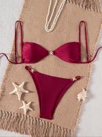 Two-Piece Set Women's Starfish Decor Bikini Set, Casual Fashion Chic Swimsuit for Beach Holiday Vacation, Ladies Summer Cloth...