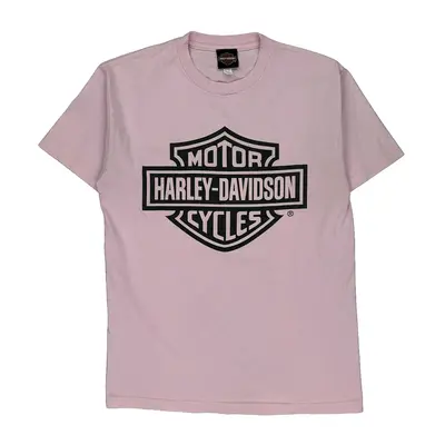 Texas Harley Davidson Graphic T-Shirt - Medium Pink Cotton