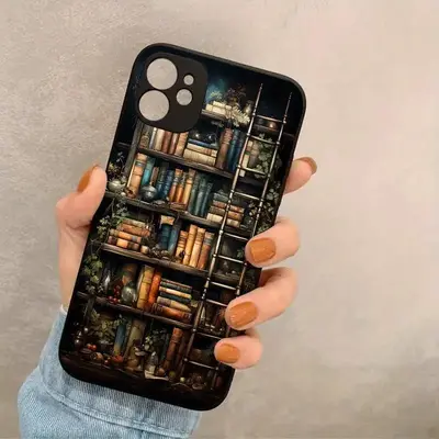 Vintage Bookshelf Pattern Phone Case, Phone Protective Cover, Phone Accessories Compatible with iPhone 11 12 13 14 15 Pro Pro...