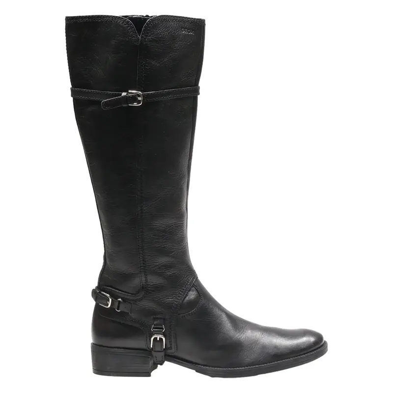 GEOX High Boots Black Leather Womens UK 7