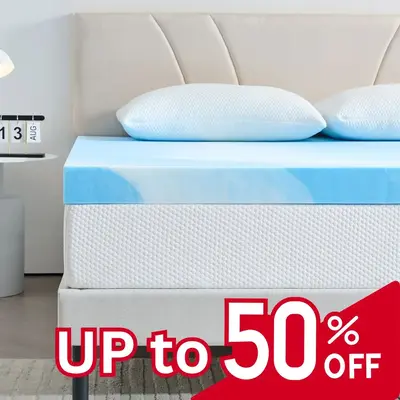 Twolike Mattress Toppers, Gel-infused High-Density Comfy Foam Topper, Cooling Mattress in a Box, Twin Full Queen King