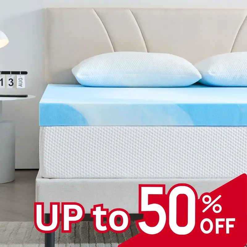 Twolike Mattress Toppers, Gel-infused High-Density Comfy Foam Topper, Cooling Mattress in a Box, Twin Full Queen King