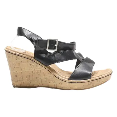 B.O.C Wedge Heels Black Leather Womens UK 8