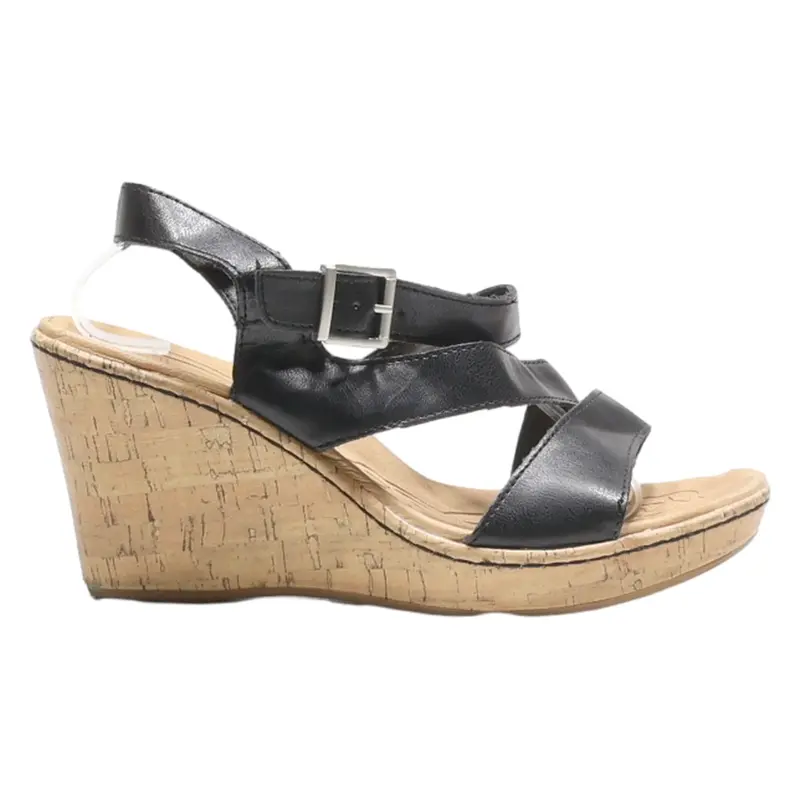 B.O.C Wedge Heels Black Leather Womens UK 8
