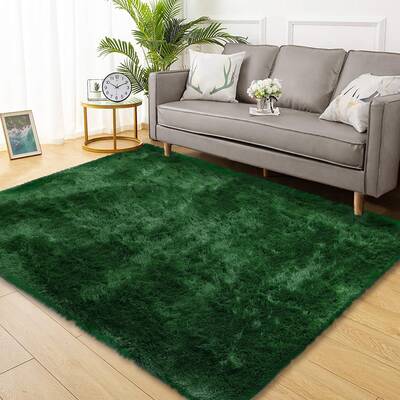Garvee Fluffy & Sheepskin Dark Green 9x12 Shaggy Area Rug - Plush, Non-Slip, Polyester - Soft, Durable, Dark Green - Living R...