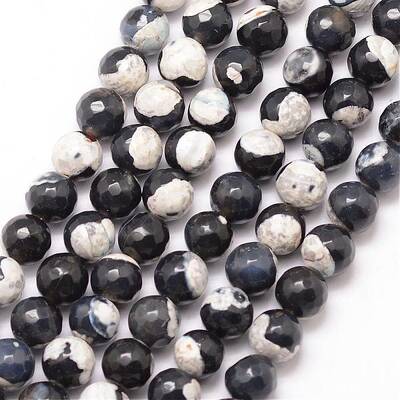 Natural Fire Crackle Agate Bead Strands