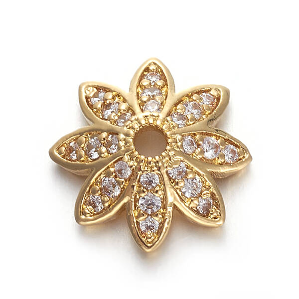 Brass Micro Pave Cubic Zirconia Bead Cap