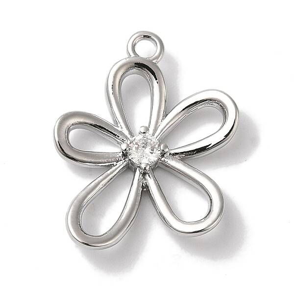 Brass Micro Pave Clear Cubic Zirconia Pendants