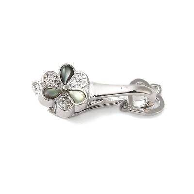 Brass Micro Pave Clear Cubic Zirconia Fold Over Clasps