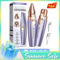 VG VOGCREST 2in1 Rechargeable Eyebrow Trimmer & Facial Hair Remover with LED Light - Painless Precision Shaver for Face, Lips...