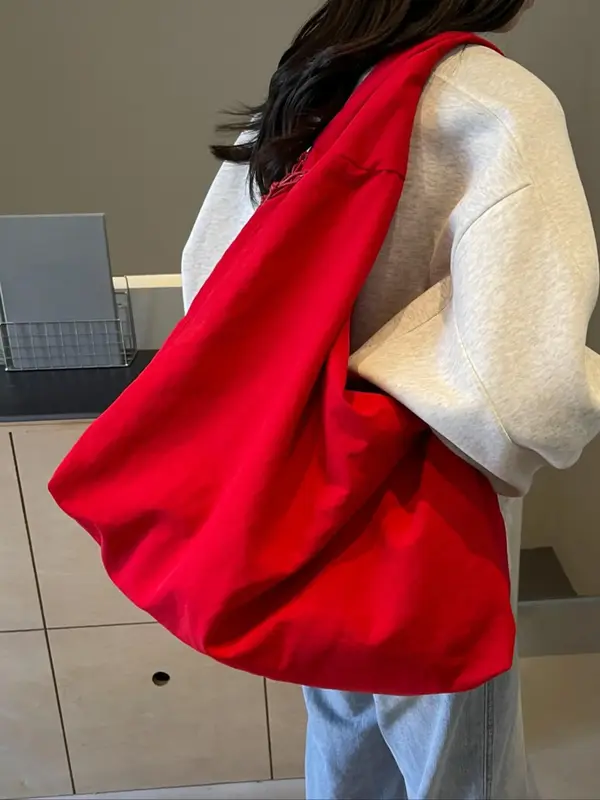 Women's Solid Color Hobo Bag, Fashionable Large Capacity Shoulder Bag for Daily Used, Casual Trendy Versatile High-quality Da...