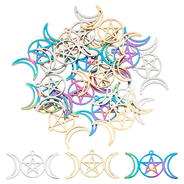 18Pcs 3 Colors 201 Stainless Steel Pendants
