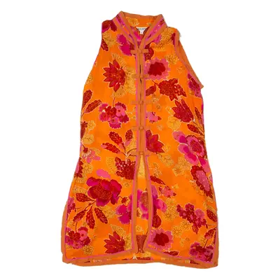 MONSANTO Womens Shift Dress Orange Floral Sleeveless Short L