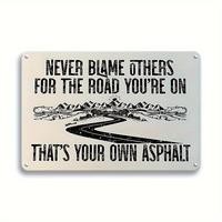 Letter & Road Pattern Metal-Tin Sign, 1 Count Funny Vintage Plaque for Room Decor, Decorative Sign for Home & Bar & Cafe Shop...
