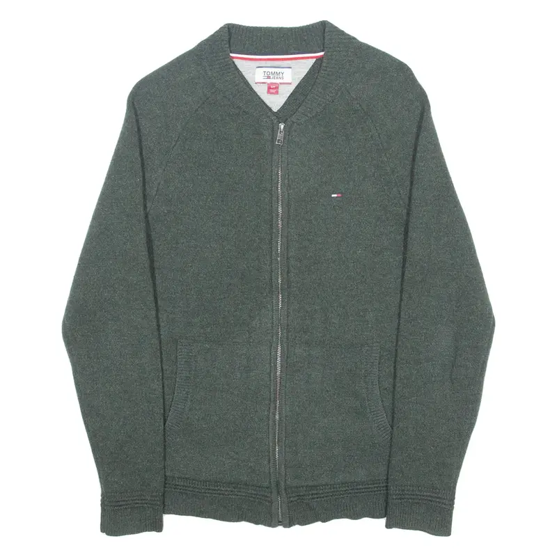 TOMMY HILFIGER Mens Jumper Green Chunky Knit S