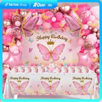 Summer TurnUp Butterfly Birthday Balloon Arch Kit, 95pcs Purple Pink Butterfly Birthday Party Decoration DIY Set, Lavender Ba...