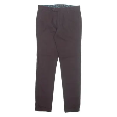 TED BAKER Chino Mens Trousers Maroon Regular Straight W32 L32