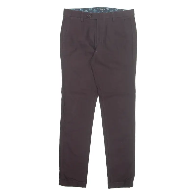 TED BAKER Chino Mens Trousers Maroon Regular Straight W32 L32