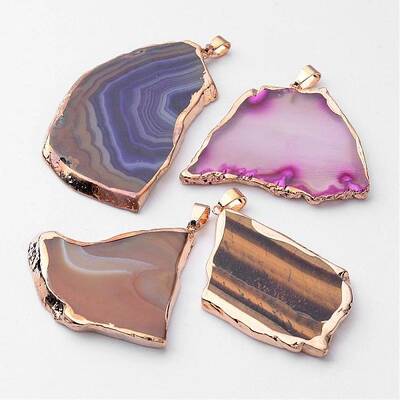 Mixed Natural Agate Slices Big Pendants