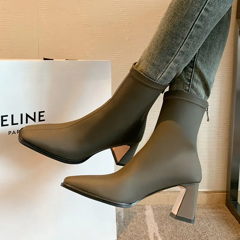 CHIKO Yuliana Square Toe Chunky Heels Ankle Boots