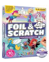 Craftikit Foil & Scratch Craft Kit for Kids Ages 4-10 Princess & Unicorn Theme 2-in-1 Arts and Crafts Set with 70+ Stickers 2...