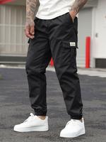 Men's Regular Fit Solid Pocket Drawstring Waist Cargo Pants, Casual Streetwear Trousers for Summer, Fashion Men's Bottoms for...