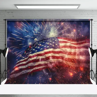 Sparkle Fog American Falg Independence Day Backdrop - Aperturee