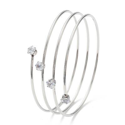 304 Stainless Steel Triple Loops Wire Wrap Bangle