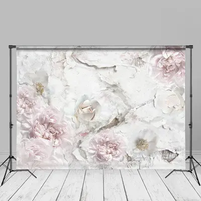 Shabby Floral Printed Wood Fine Art Photo Backdrop - Aperturee