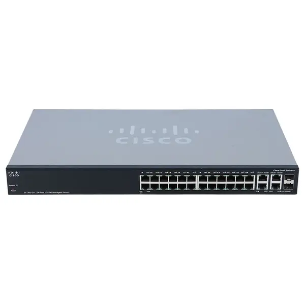 Cisco SF300-24 | Small Business 300 Series 24 x RJ-45 Ports 10/100Base-TX + 2 x GE RJ-45 Ports + 2 x combo Gigabit SFP mini-G...