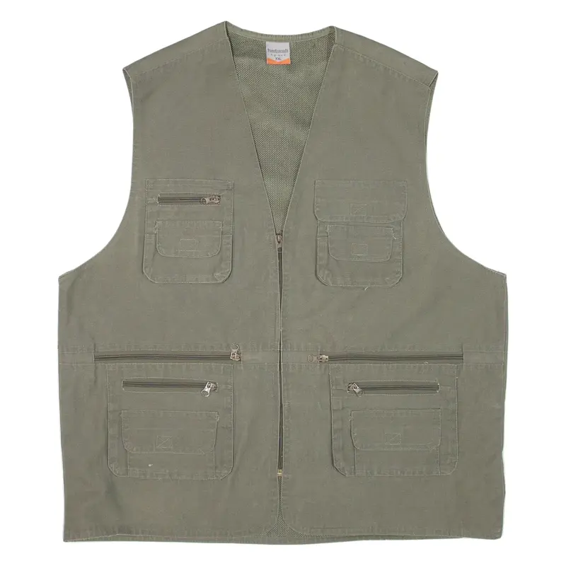 PRIMO&SECONDO Utility Mens Gilet Green 2XL
