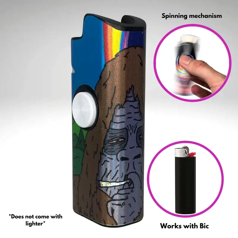 FLKR LYTR Sassy Sasquatch Fidget Spinning Lighter Case White Body High Quality Polypropylene Protective Cover for Bic Lighter...