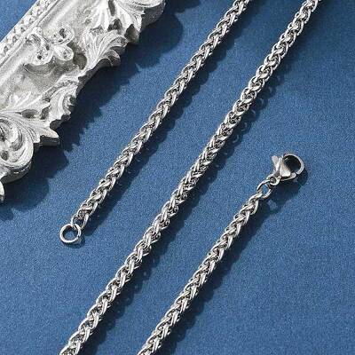 Tarnish Resistant 304 Stainless Steel Wheat Chain Necklaces
