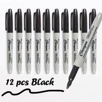 Black Permanent Marker Pen, 12pcs Waterproof Quick Drying Marker Pen, Fine Tip Marker Pen for Office School Students, Valenti...