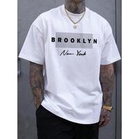 Men's Letter Print Round Neck Tee, Men's Summer Clothes, Summer Outfits, Regular Fit Casual Streetwear Short Sleeve Crew Neck...