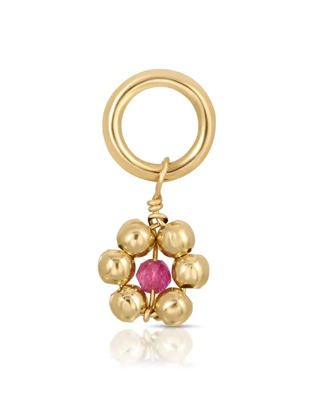 One Love Flowercita Birthstone Charms | Month/Gemstone: July - Ruby | Metal Color: Gold