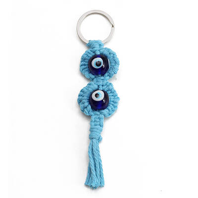 Cotton Woven Resin Evil Eye Keychains