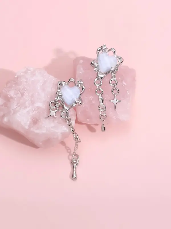 Women's 1 Pair Irregular Star & Water Drop Shaped Tassel Dangle Earrings, Elegant Fashion Zinc Alloy Jewelry For Evening Part...