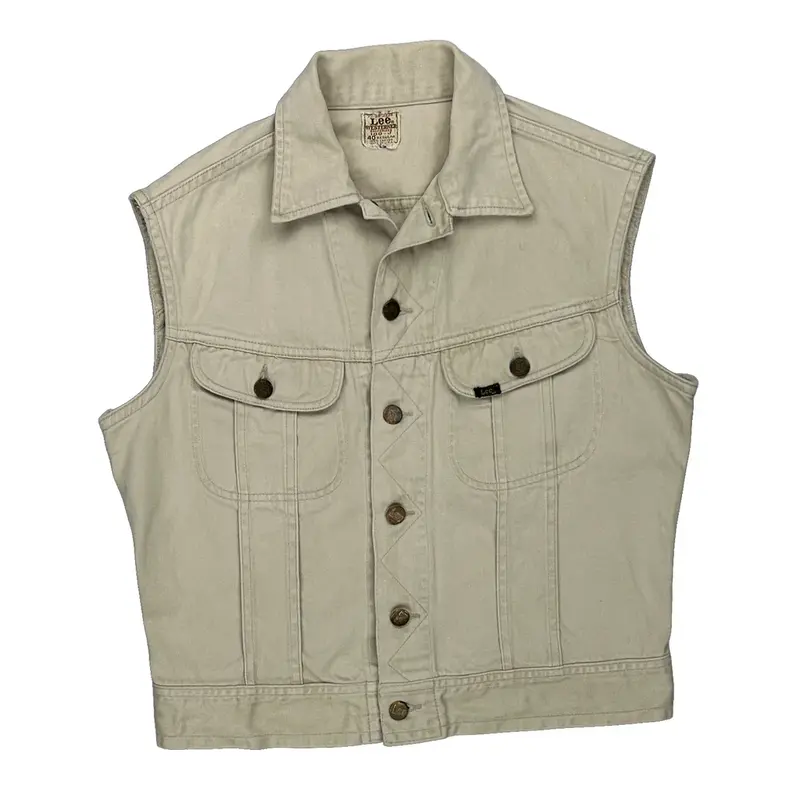 Union Made Lee Denim Gilet - Small Beige Cotton