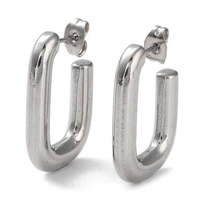 Non-Tarnish 304 Stainless Steel Rectangle Ear Studs for Women